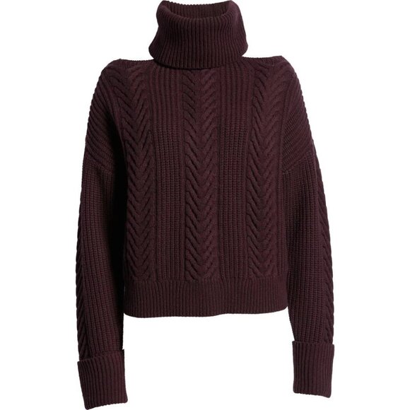 Paige Lorilee Sweater Dark Sangria Cold Shoulder Turtleneck Pink SZ M NEW $299 - Picture 4 of 4